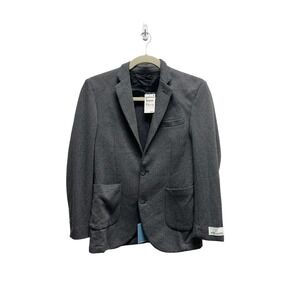 Soft Cloth Herringbone Two-Button Blazer‎ Grey